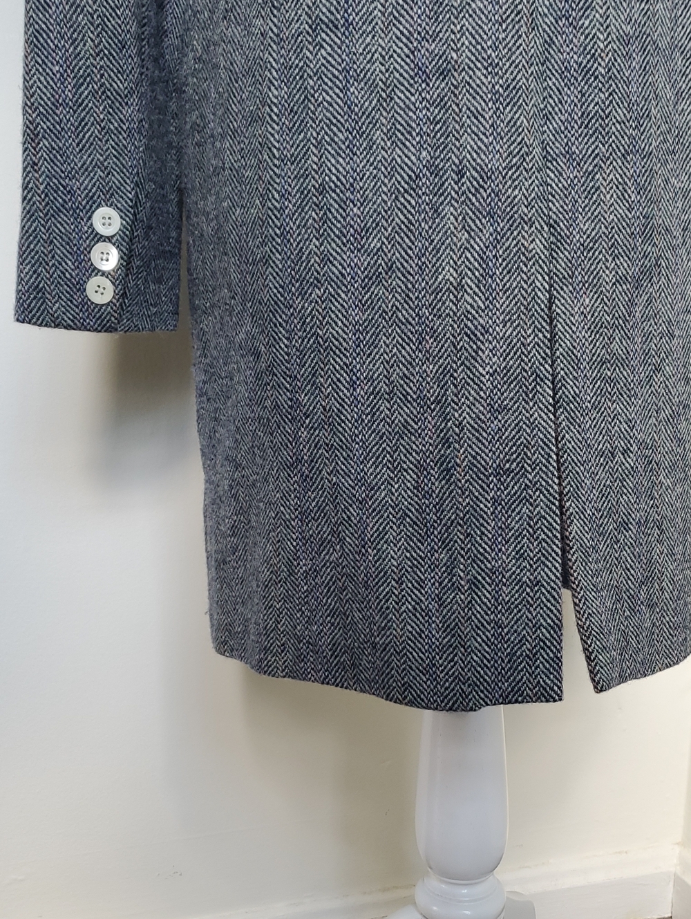 EUC Vintage Harris Tweed 100% Wool Car Coat In Blue/Gray Sz 10 US/ 14 UK - Picture 6 of 12